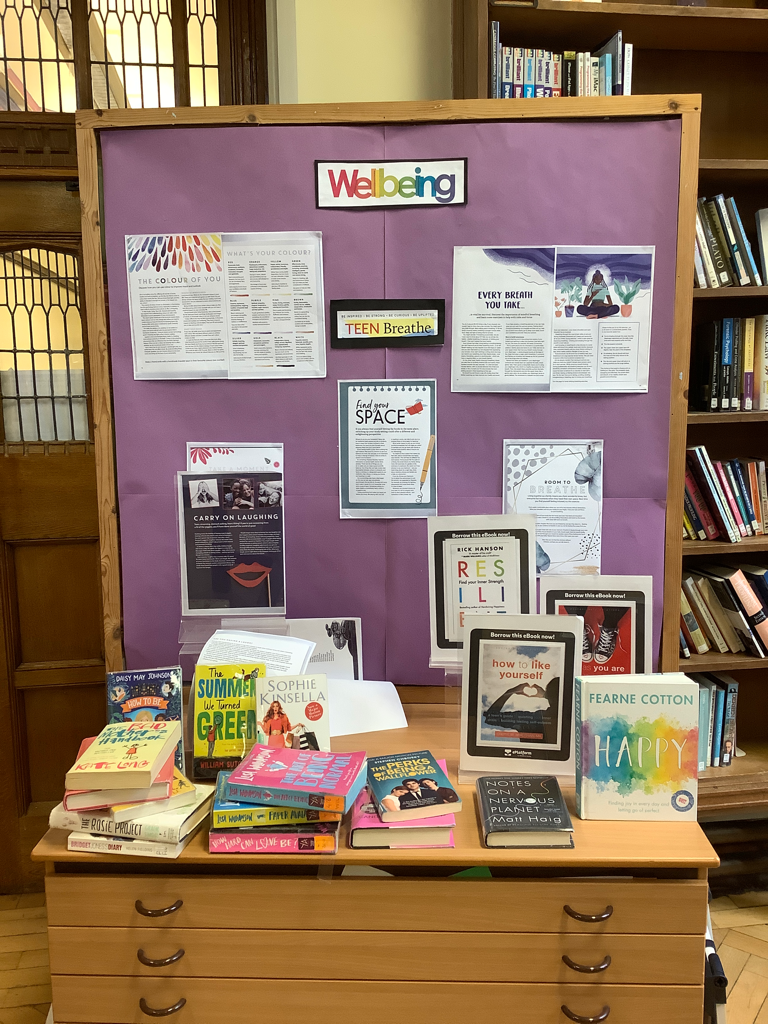 The Library’s wellbeing display.