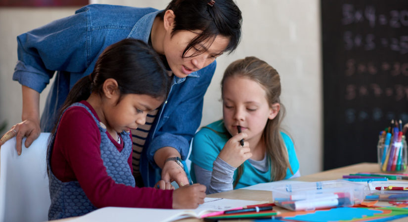 Girls In School Art Class With Teacher Multi Racial Girls In School Art Class With Teacher Multi Racial