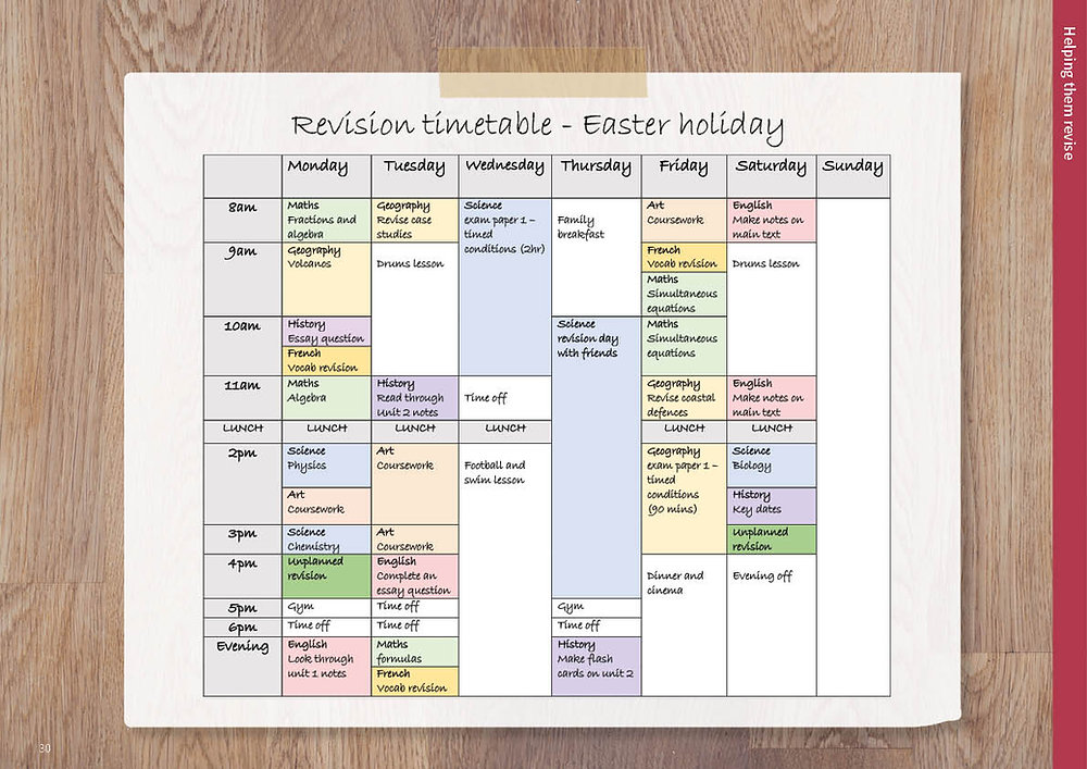 revision timetable image revision timetable image